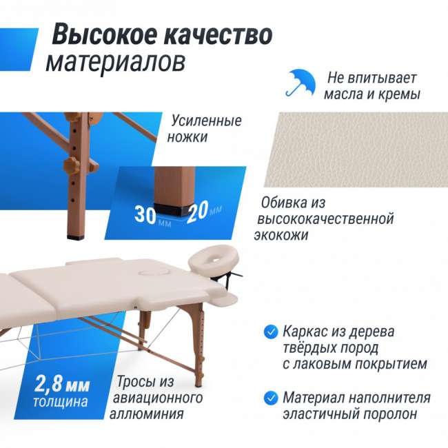 Массажный стол UNIX Med Standard 3 Section Beige Массажный стол UNIX Med Standard 3 Section Beige