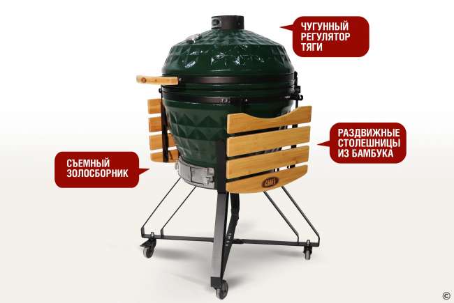 Керамический гриль-барбекю Start Grill 24 дюйма (зеленый) (61 см) Керамический гриль-барбекю Start Grill 24 дюйма (зеленый) (61 см)