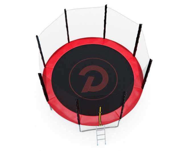 Батут с сеткой DFC PELPO 12 ft с лестницей RED