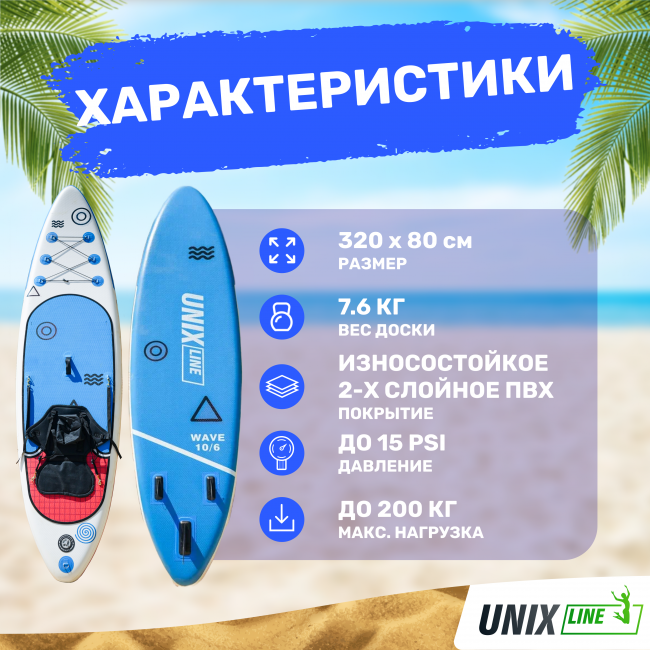 SUP-борд UNIX Line Deep Sea (320 cm) + сиденье SUP-борд UNIX Line Deep Sea (320 cm) + сиденье