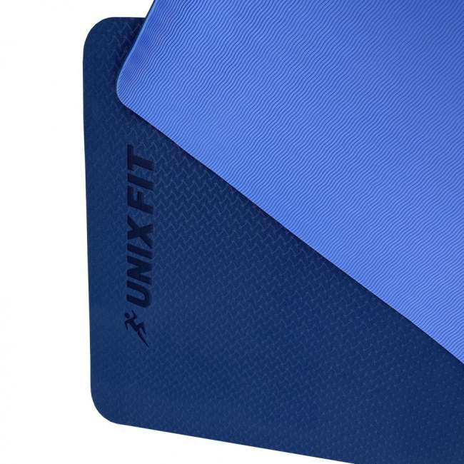 Коврик для йоги и фитнеса UNIX Fit двусторонний, 180 х 61 х 0,8 см, двуцветный, голубой Коврик для йоги и фитнеса UNIX Fit двусторонний, 180 х 61 х 0,8 см, двуцветный, голубой