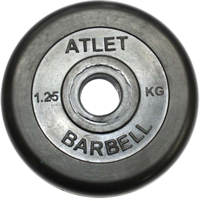 Диски обрезиненные Barbell Atlet 26 мм черные, вес от 1,25 до 25 кг в ассортименте Диски обрезиненные Barbell Atlet 26 мм черные, вес от 1,25 до 25 кг в ассортименте